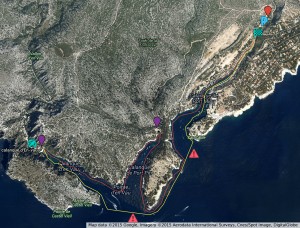 Zone de navigation Stand Up Paddle demi-journée au départ de Cassis - Calanque de Port-Miou (satellite)